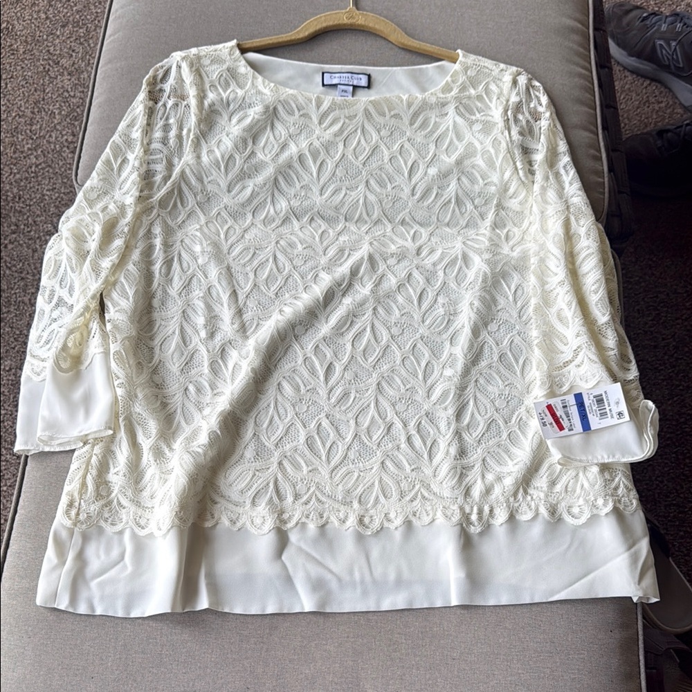 Ivory Lace Overlay Women's Top